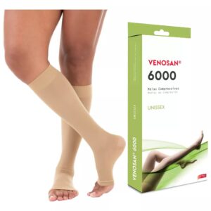 Meia 34 Venosan 6000 Compressão 20-30mmhg Bege Pé Aberto